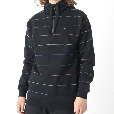 CLEPTOMANICX Half-Zip Hoody MULTI STRIPE black